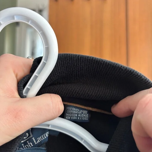 Polo by Ralph Lauren Black Ribbed Quarter Zip Pullover Sweater Size L - Picture 6 of 11